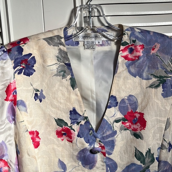 Blazer, Anne Crimmins Linen GORGEOUS Blazer Jacket! 8 Body Linen, Sleeves Silk - Picture 2 of 6